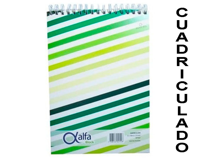61159-BLOCK A6 CUADRICULADO ALFA GLOSS ESPIRAL 80