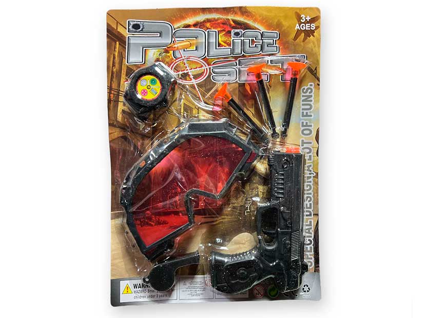 50756-BLISTER POLICIA C/MASCARA LANZADARDOS 18CM