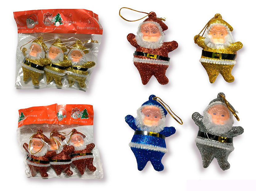NS126060-PAPA NOEL 7CM X3 BRILLANTINA