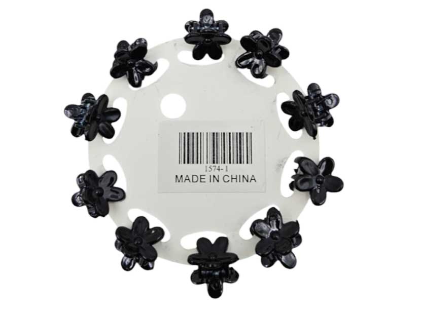 1574-1-BROCHES MINI NEGROS X 10 PCS EN CARD