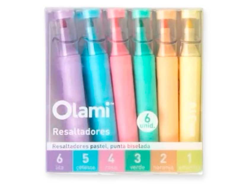 MRE310-RESALTADOR PASTEL X6 E/ESTUCHE