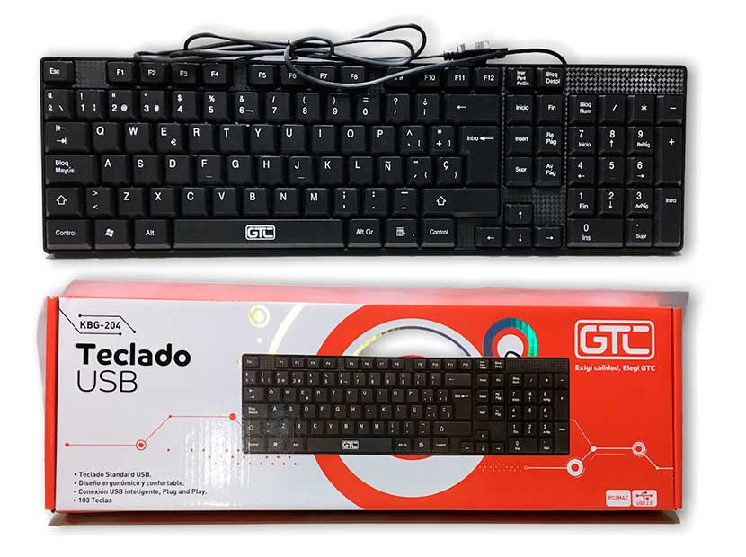 KBG-204-TECLADO GTC USB C/CABLE