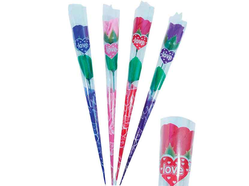 ROSA E/CONO TRANSPARENTE FLOR ARTIFICIAL IG2590-