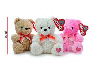 8111-OSO SENTADO CON MOÑO Y CORAZON EN PATA 19CM