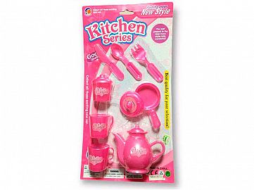967-2-SET DE TE ROSA X8 PIEZAS BLISTER 38CM