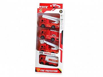 13638-AUTO SET 4 CAMIONES BOMBERO 26CM 50351-
