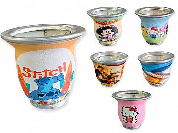 MATE VIDRIO  SURTIDO DIBUJOS FORRADO