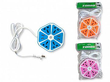 AR0130-ZAPATILLA ALARGUE 4 TOMAS + 4USB 160CM