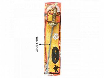 JJ6049-ESPADA C/ANTIFAZ Y PLACA BLISTER 57CM