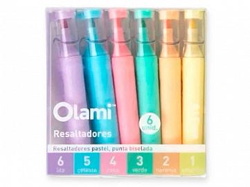 MRE310-RESALTADOR PASTEL X6 E/ESTUCHE