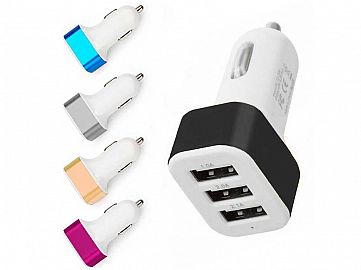 CABEZAL CARGADOR AUTO 3 USB BK-DL3216-